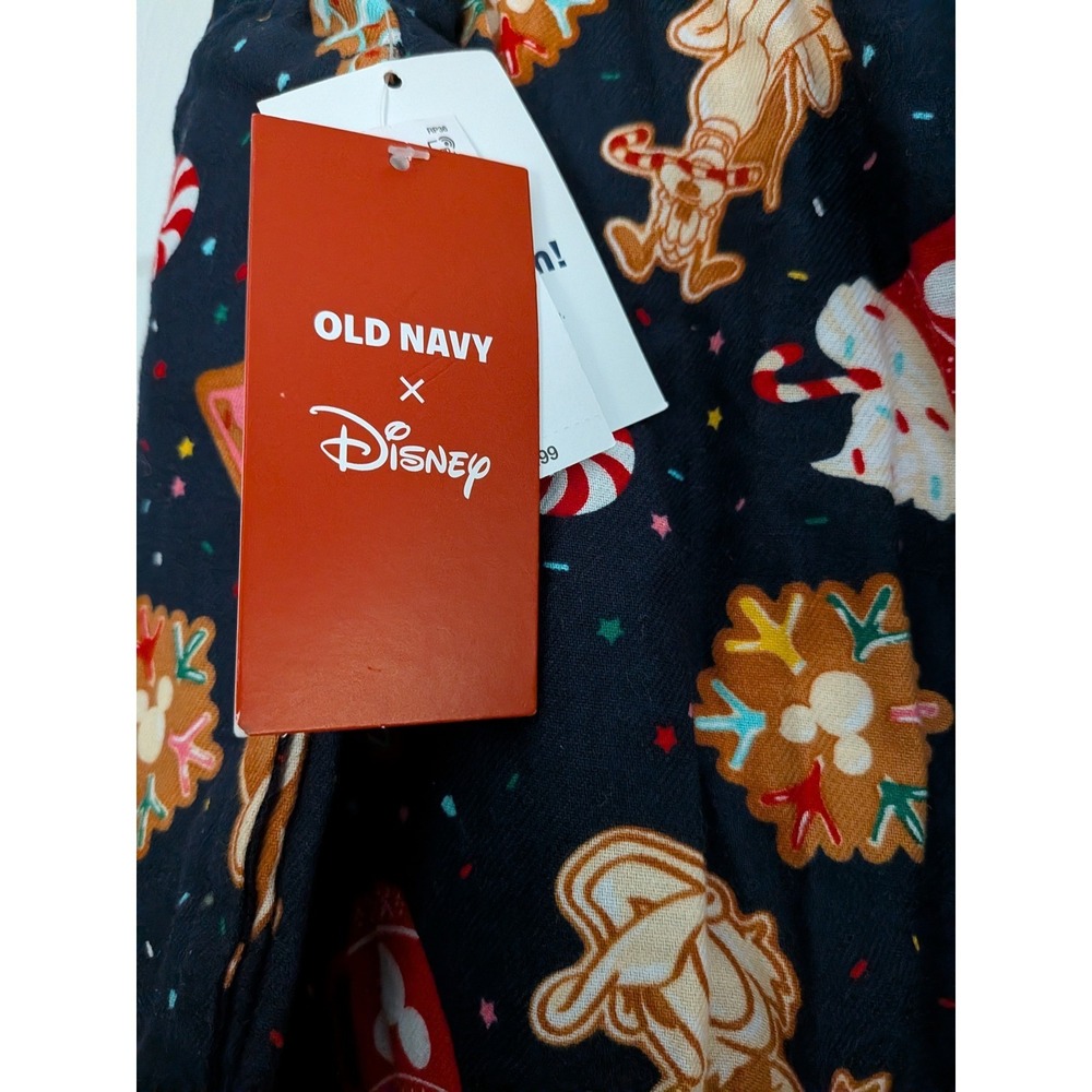 Disney Mickey Minnie Pluto Gingerbread Christmas Pajama Pants Navy Blue Flannel - Picture 10 of 16